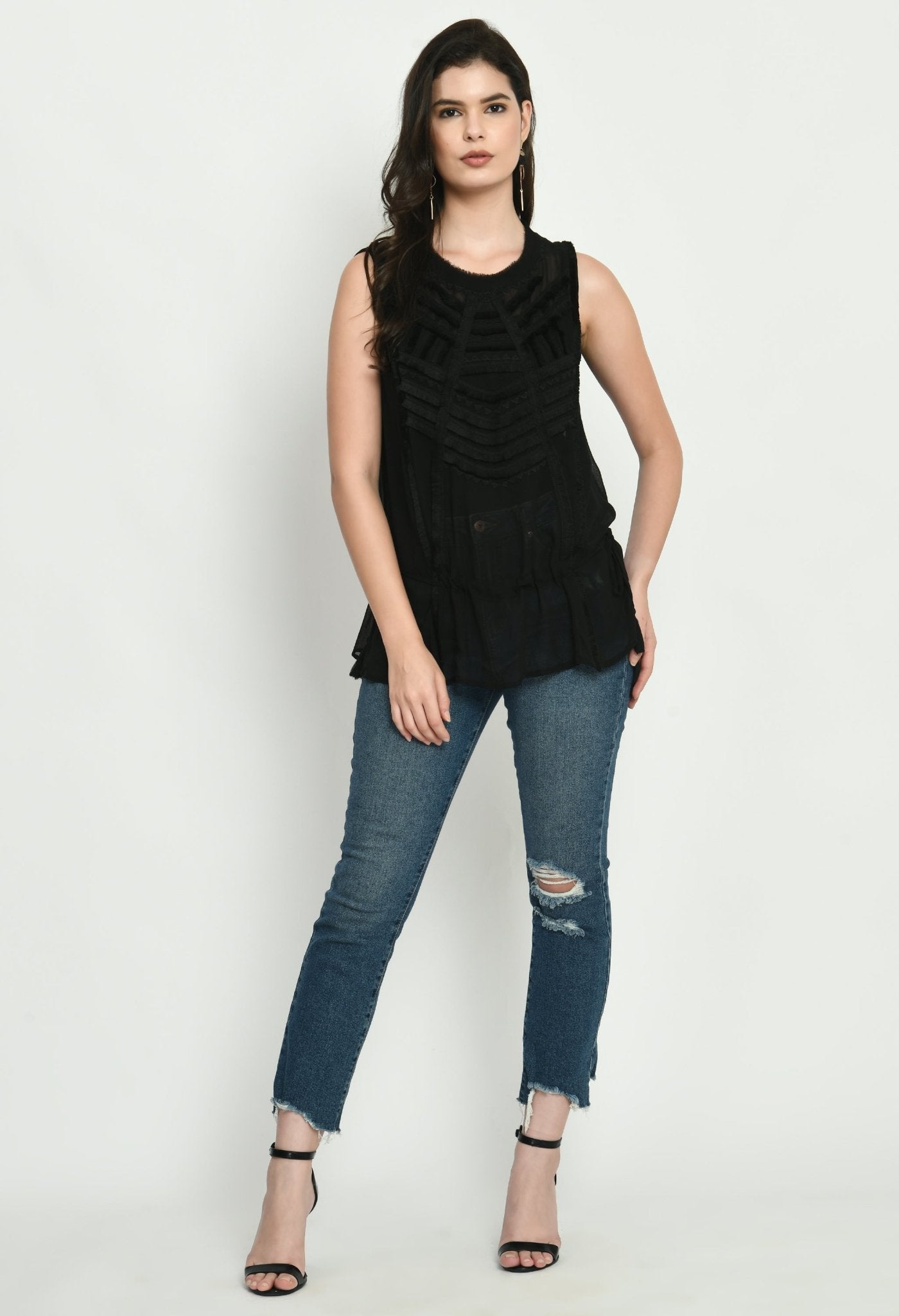 Black Georgette Top - RueCollections