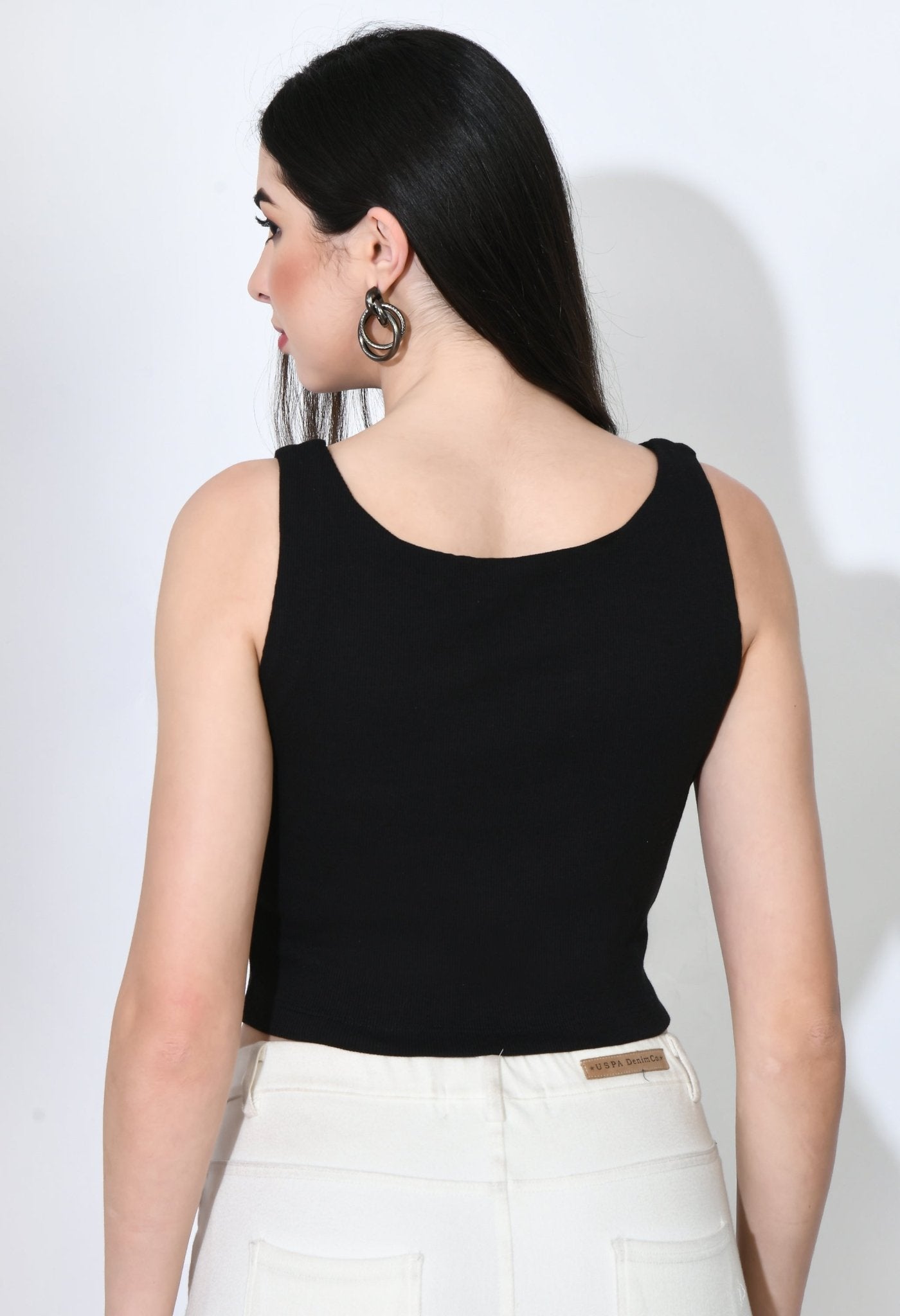 Black Ribbed Crop Top - RueCollections