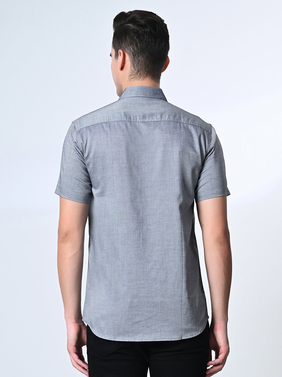 Blue Chambray Half Sleeve Shirt - RueCollections