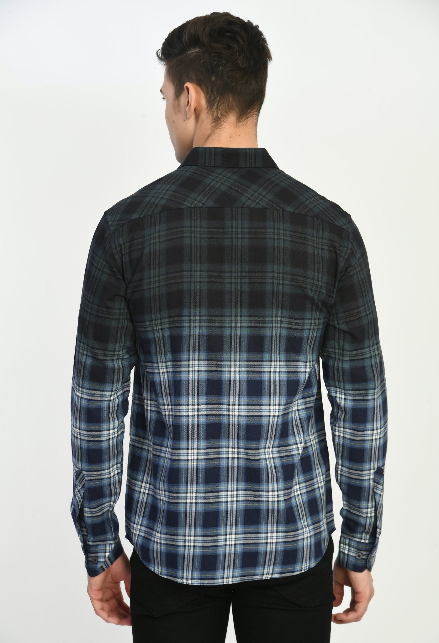 Blue Checks Overdyed Shirt - RueCollections