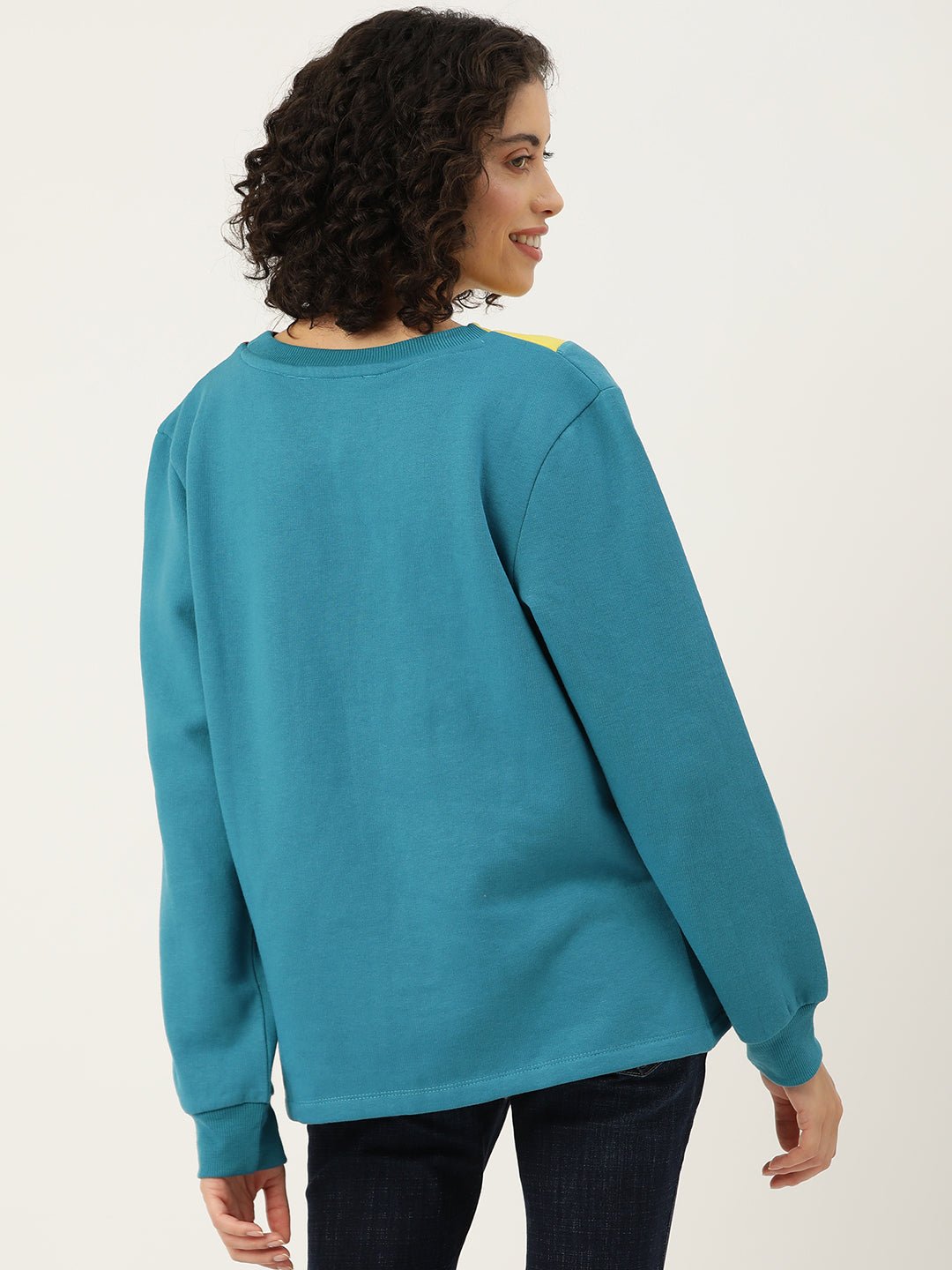 Blue Striped Colourblocked Longline Fleece Sweatshirt - RueCollections