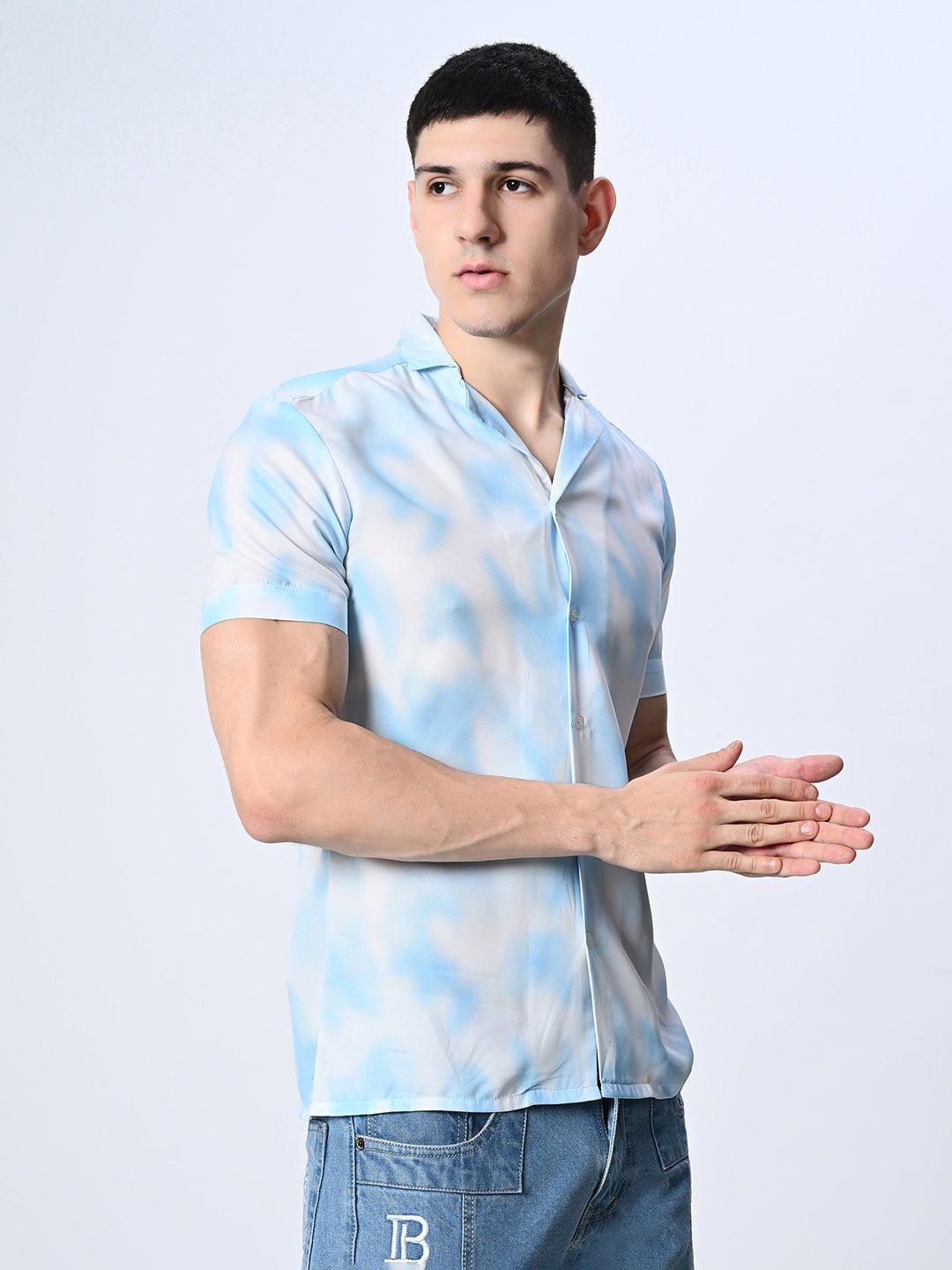 Blue Tie Dye printed Full Sleeve Shirt - RueCollections