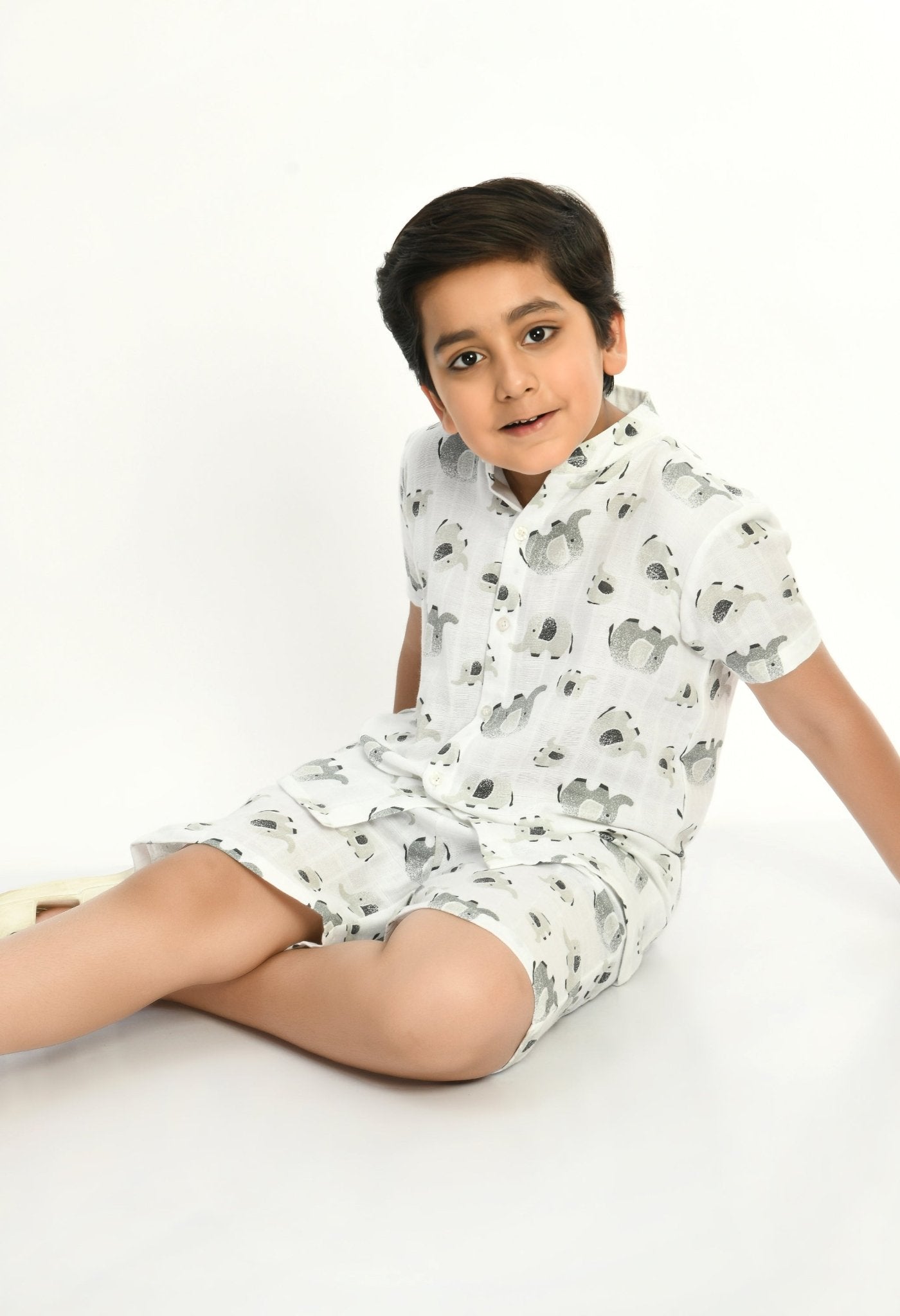 Boys Elephant Printed Co - ords Set - RueCollections