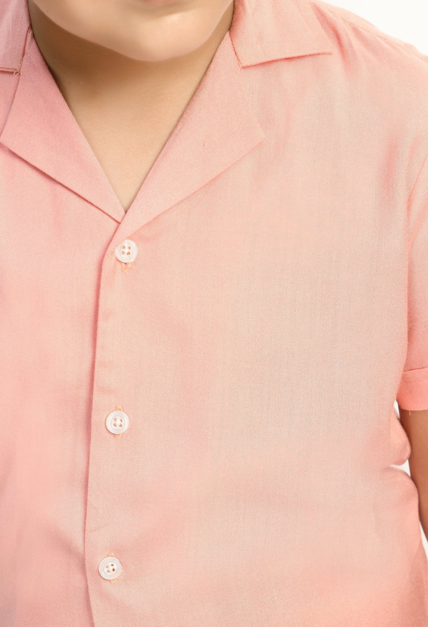 Boys Half Sleeves Viscose Shirt Pink - RueCollections