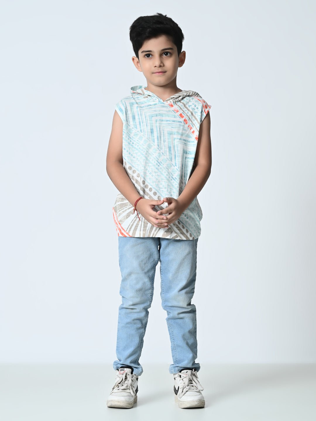 Boys Knitted Printed Hooded Vest - RueCollections