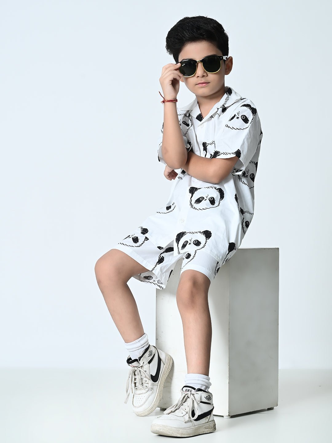 Boys Panda Printed Co - ords Set - RueCollections