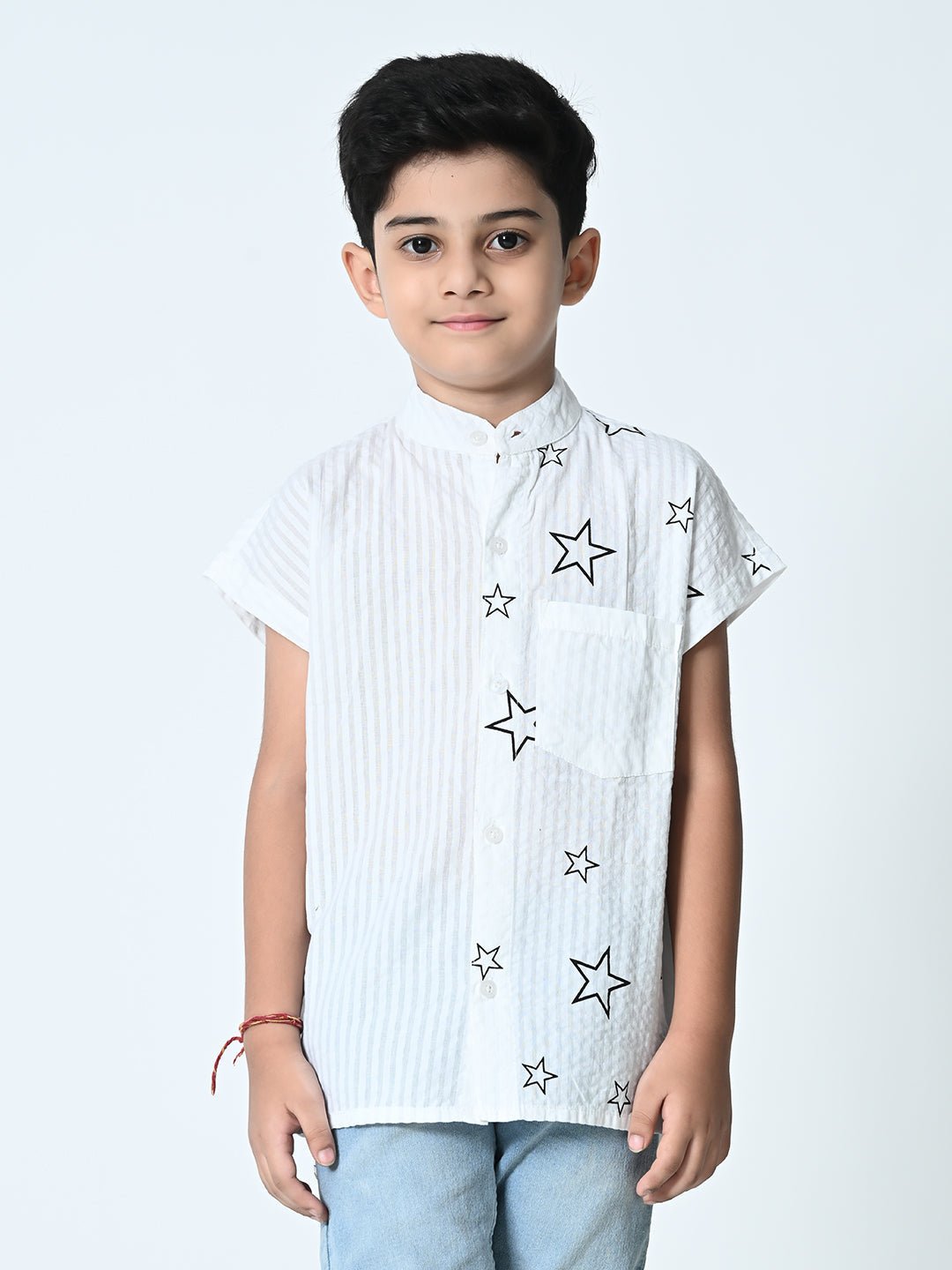 Boys Star Printed Half Sleeve Shirt - RueCollections