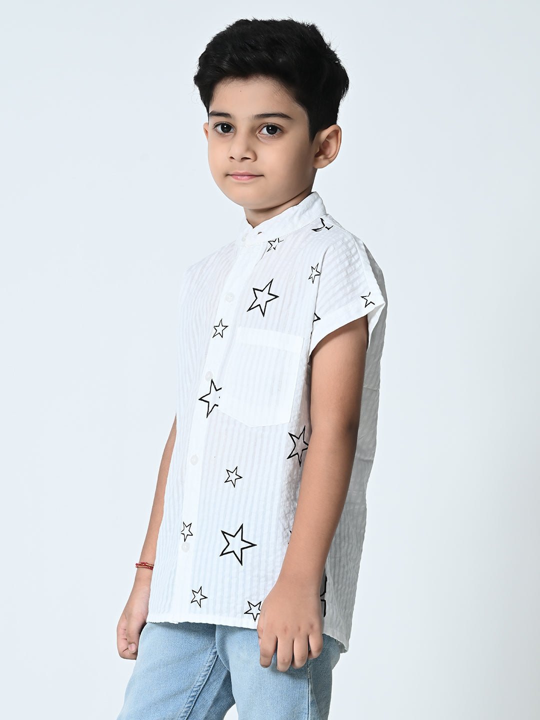 Boys Star Printed Half Sleeve Shirt - RueCollections