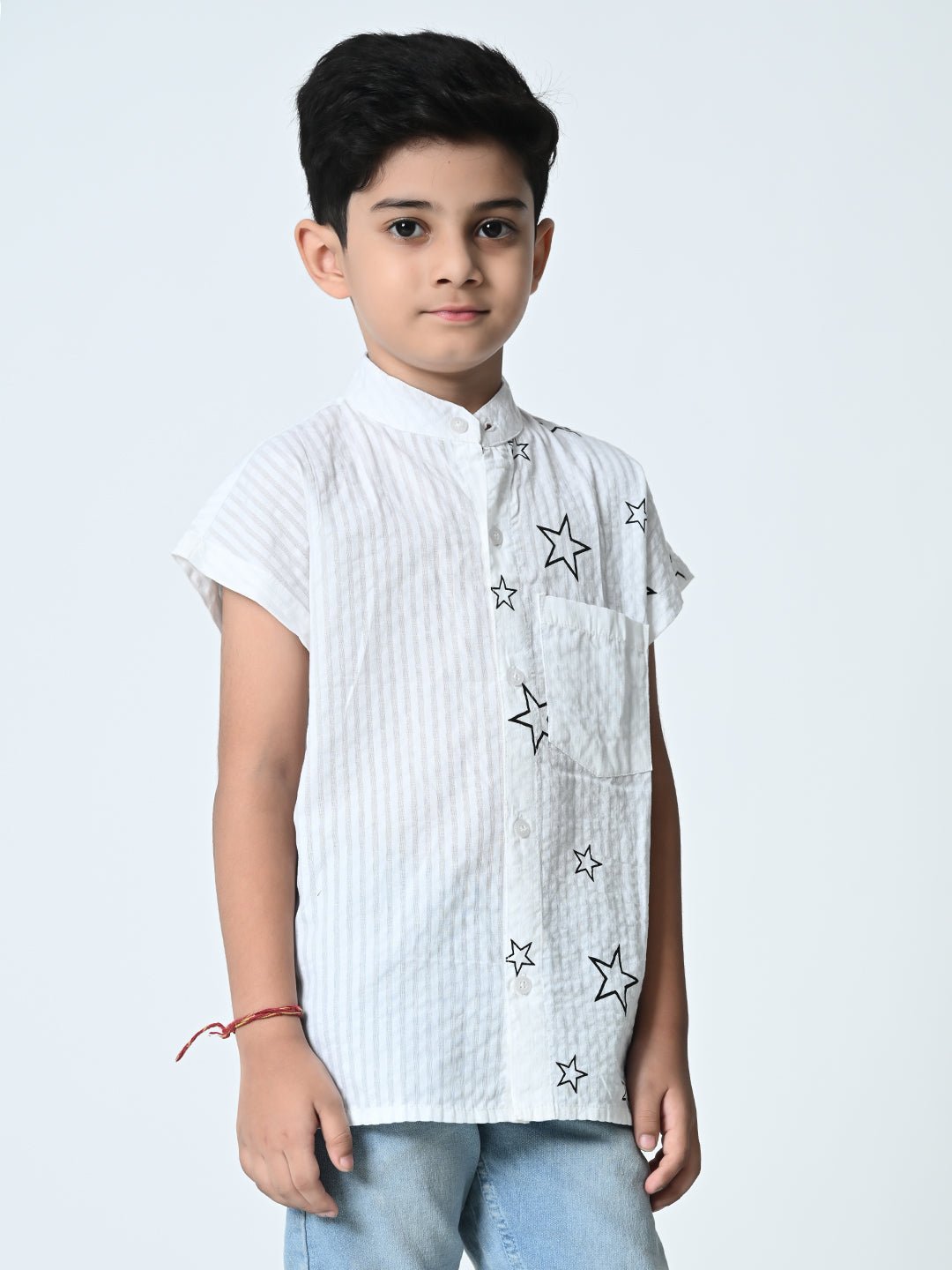 Boys Star Printed Half Sleeve Shirt - RueCollections