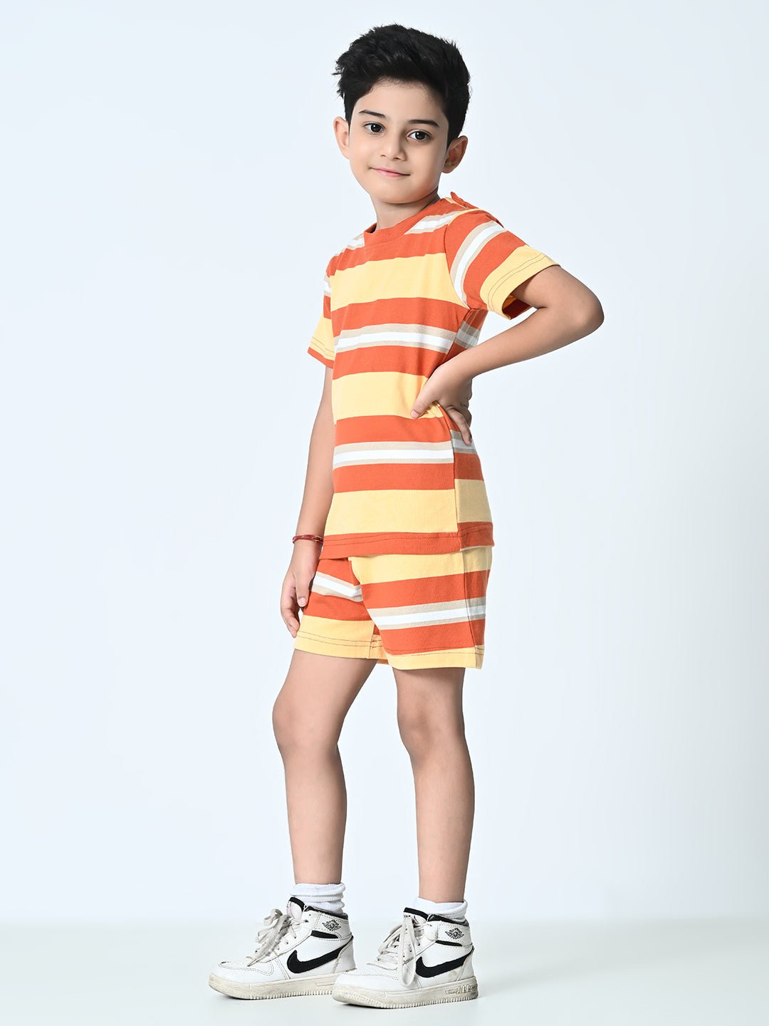 Boys Striped T-shirt & Shorts Set - RueCollections