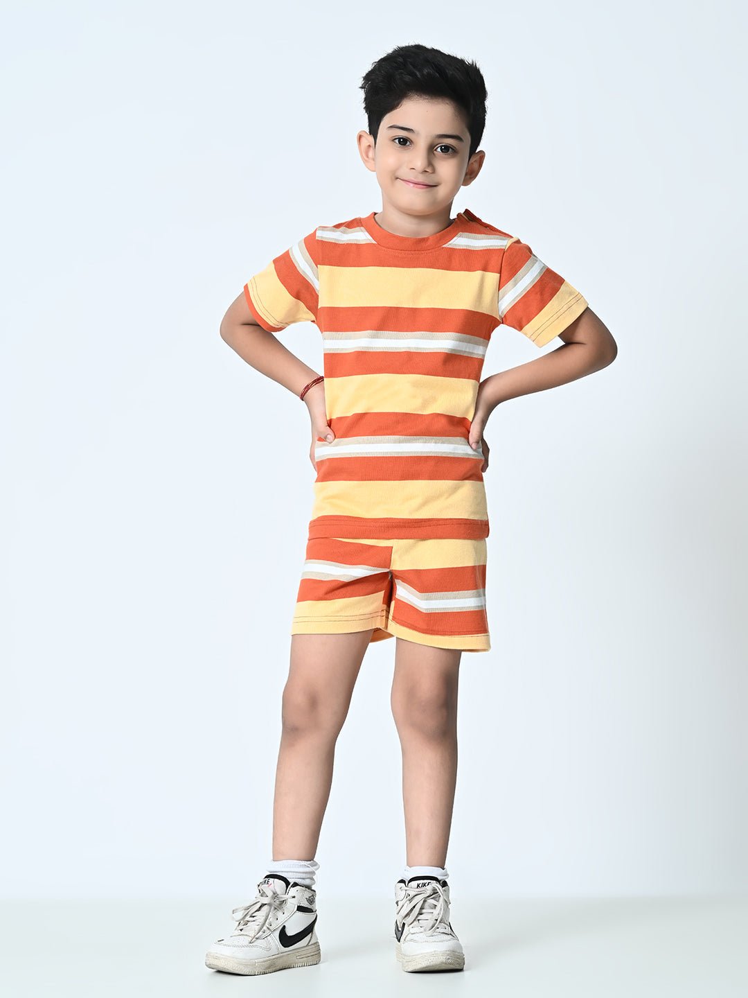 Boys Striped T-shirt & Shorts Set - RueCollections