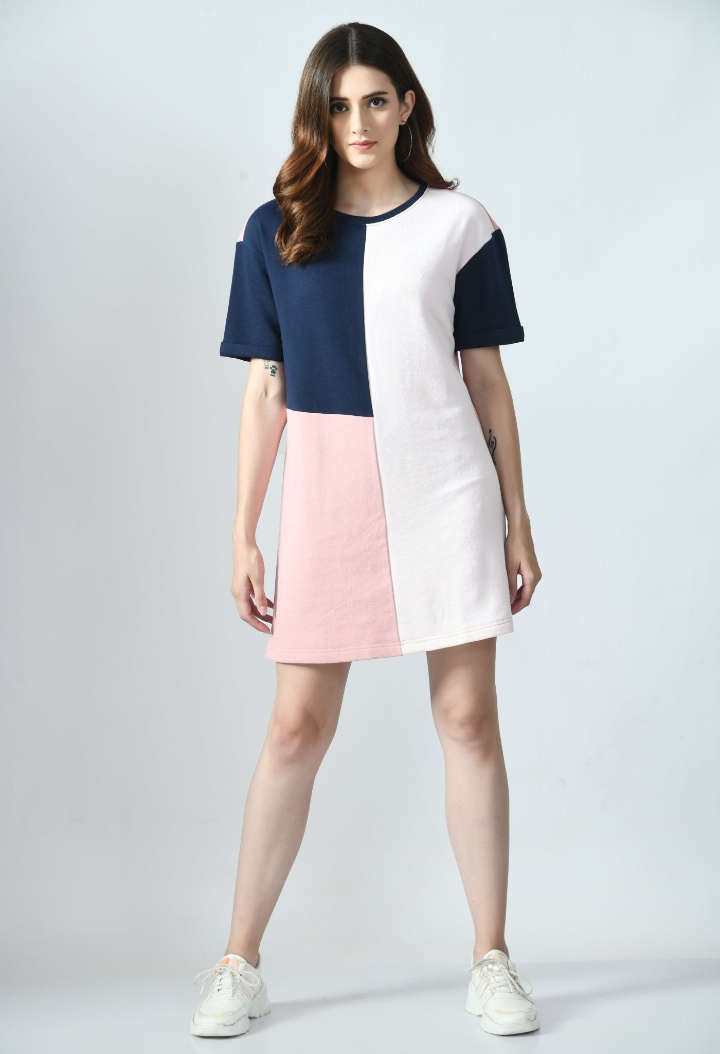 Color - Blocked Terry Dress - RueCollections