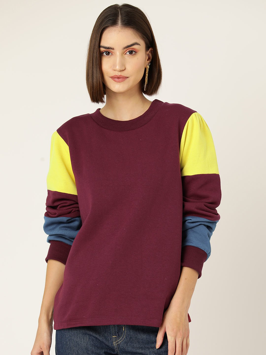 Colour Blocked Fleece Sweatshirt - RueCollections