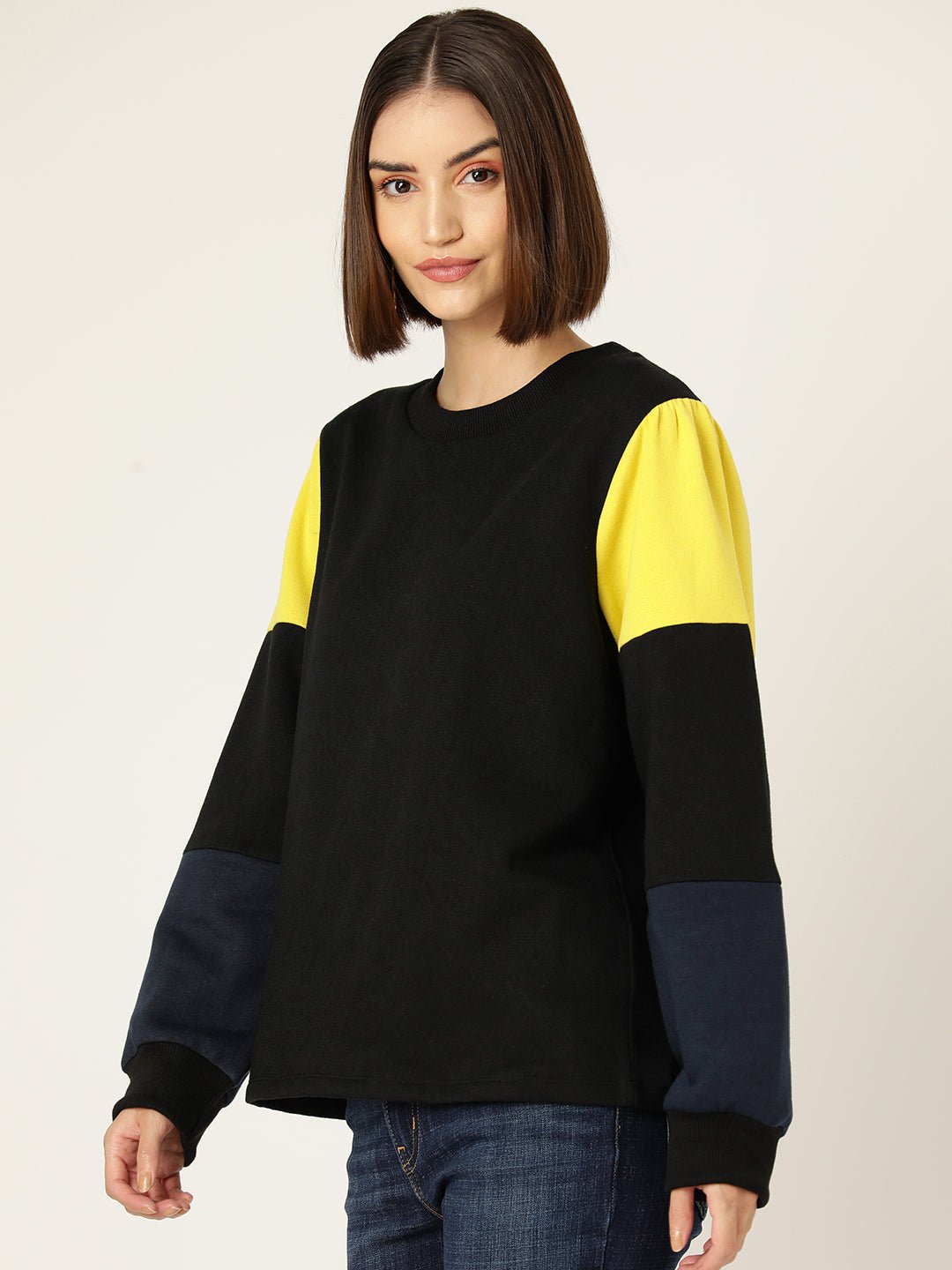 Colour Blocked Fleece Sweatshirt - RueCollections