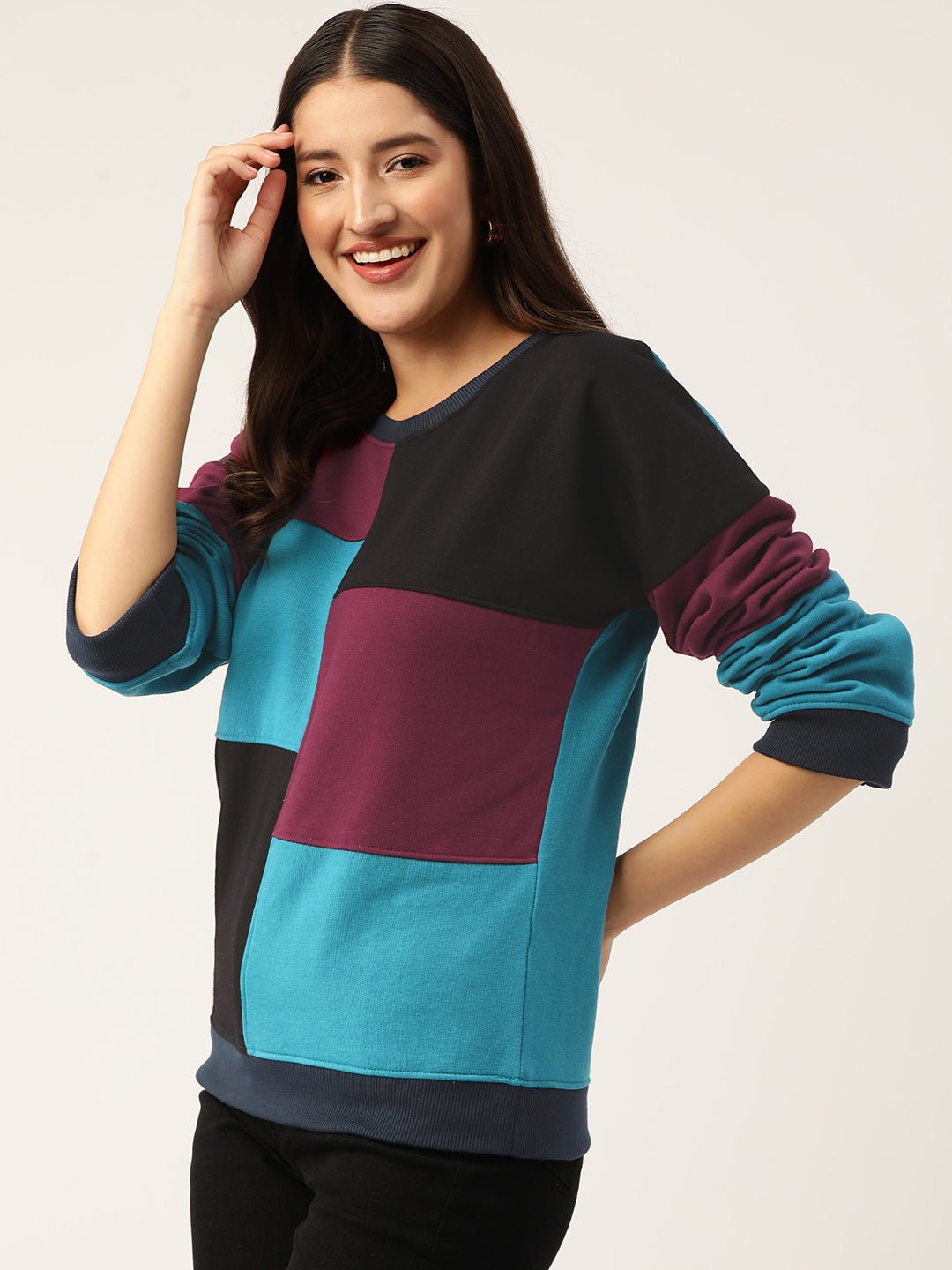 Colourblocked Fleece Sweatshirt - RueCollections