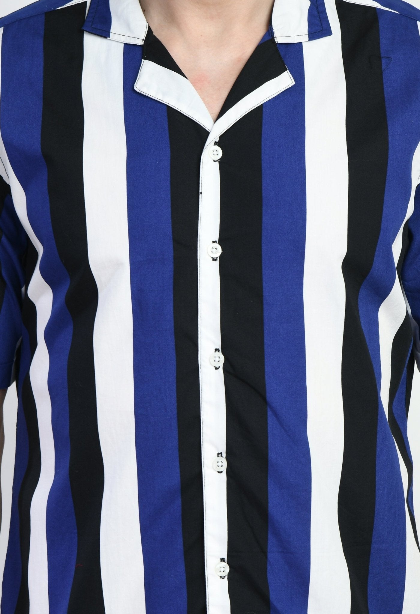 Cuban Collar Striped Shirt - RueCollections