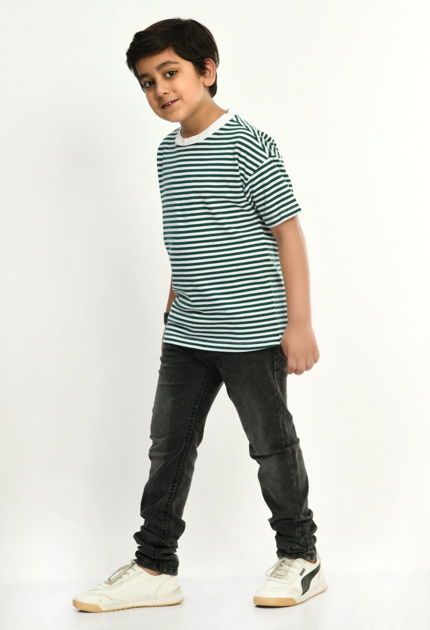 Half Sleeves Striped pique T-shirt - RueCollections