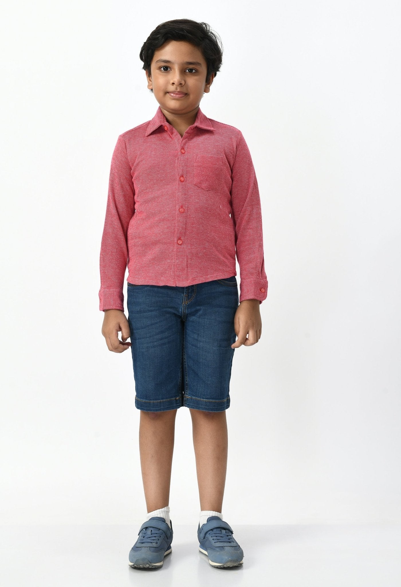 Kids Red Flannel Full Sleeves Shirt - RueCollections