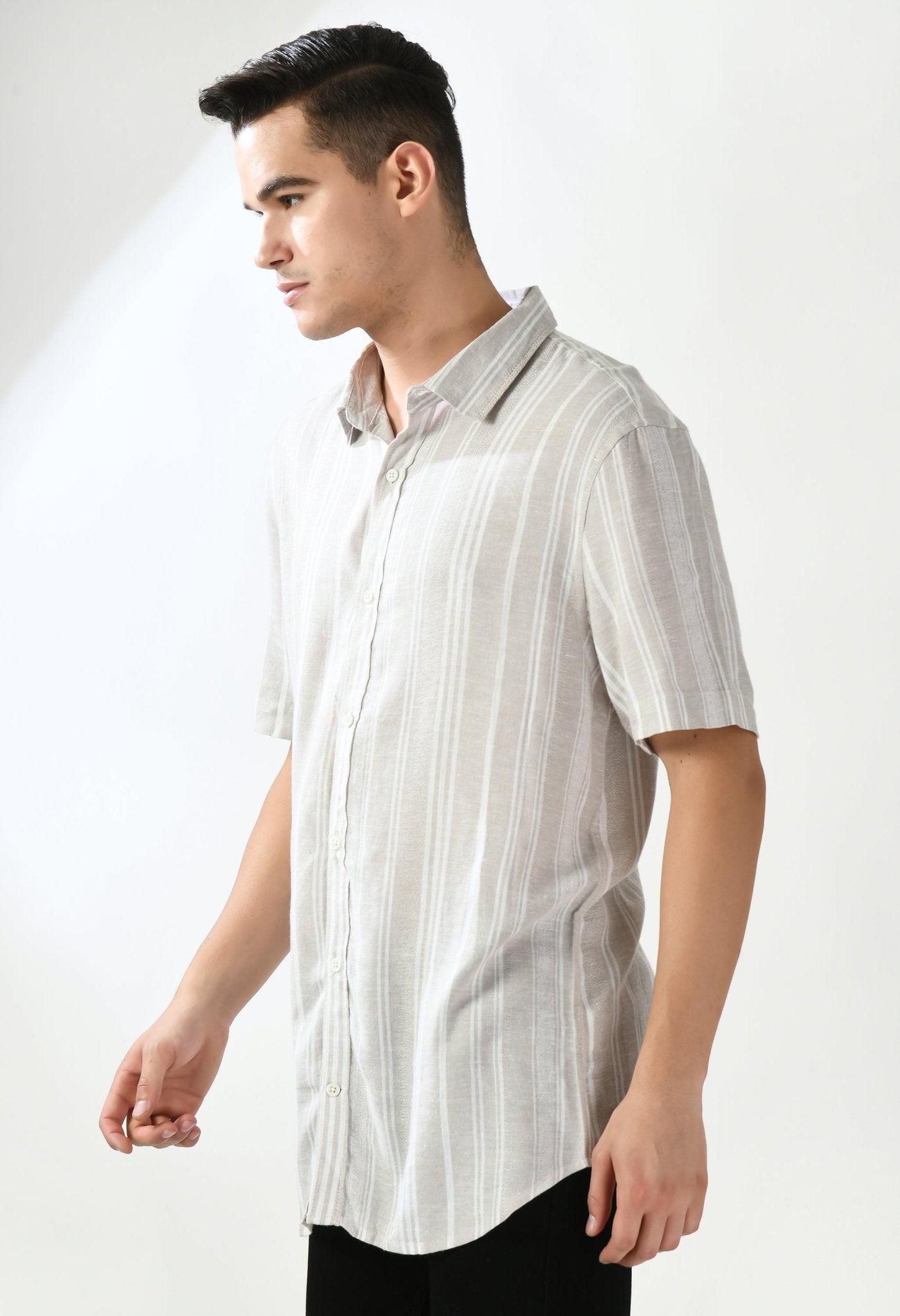 Light Beige Striper Shirt - RueCollections