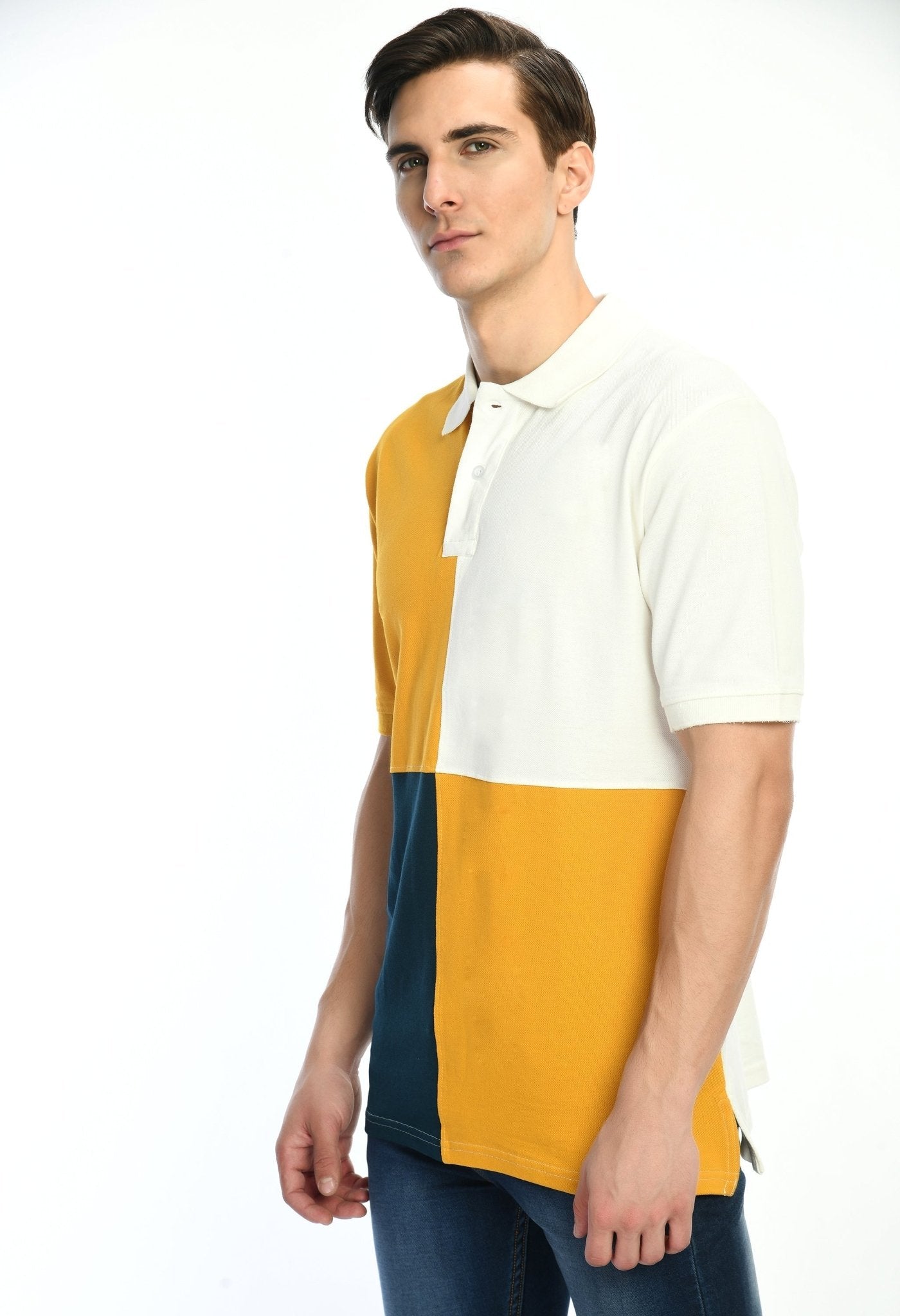 Men's Color Blocked Polo T-shirt - RueCollections