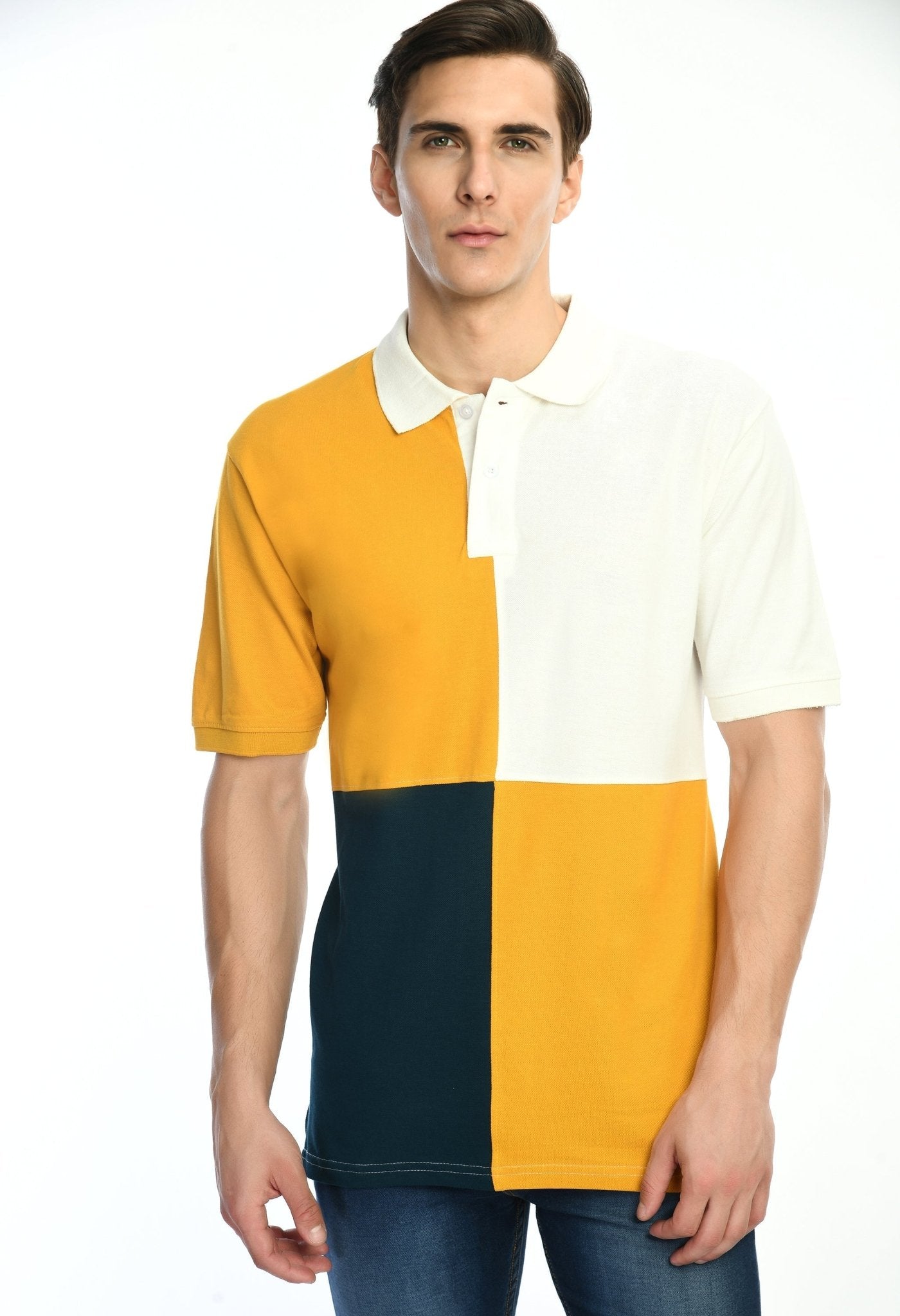 Men's Color Blocked Polo T-shirt - RueCollections