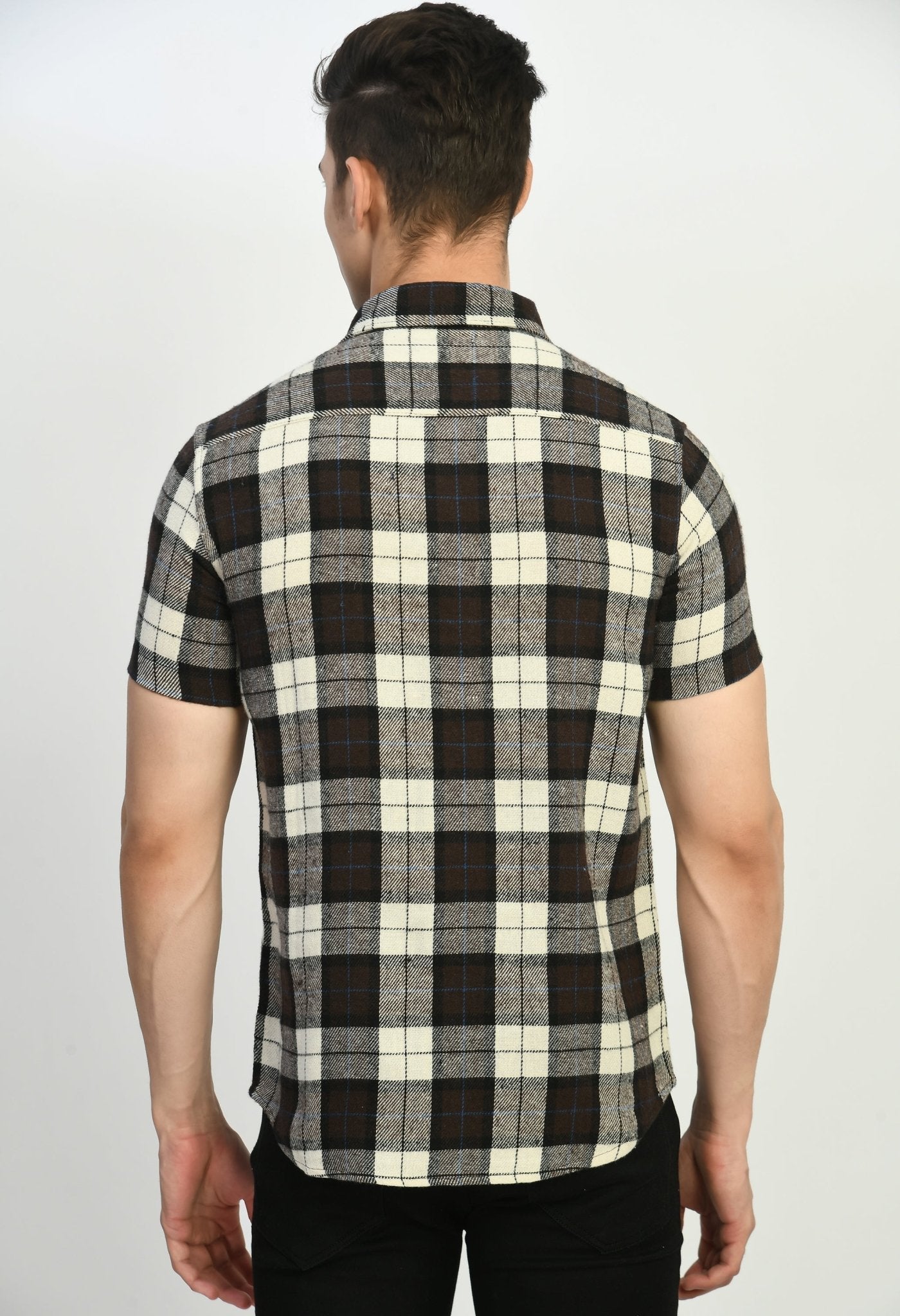 Men's Half Sleeves BBW Flannel Shirt - RueCollections