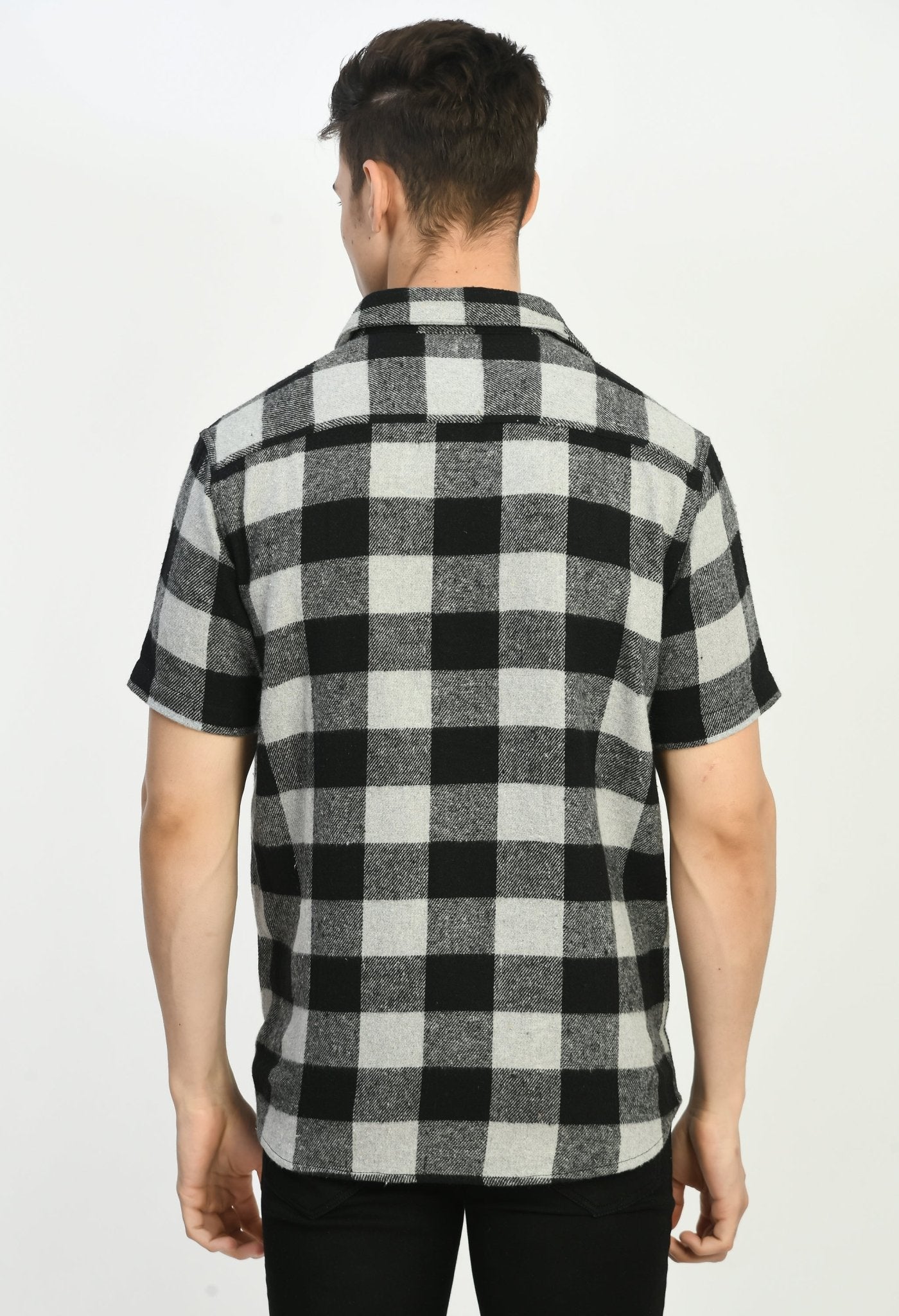 Men's Half Sleeves Checks Flannel Shirt - RueCollections