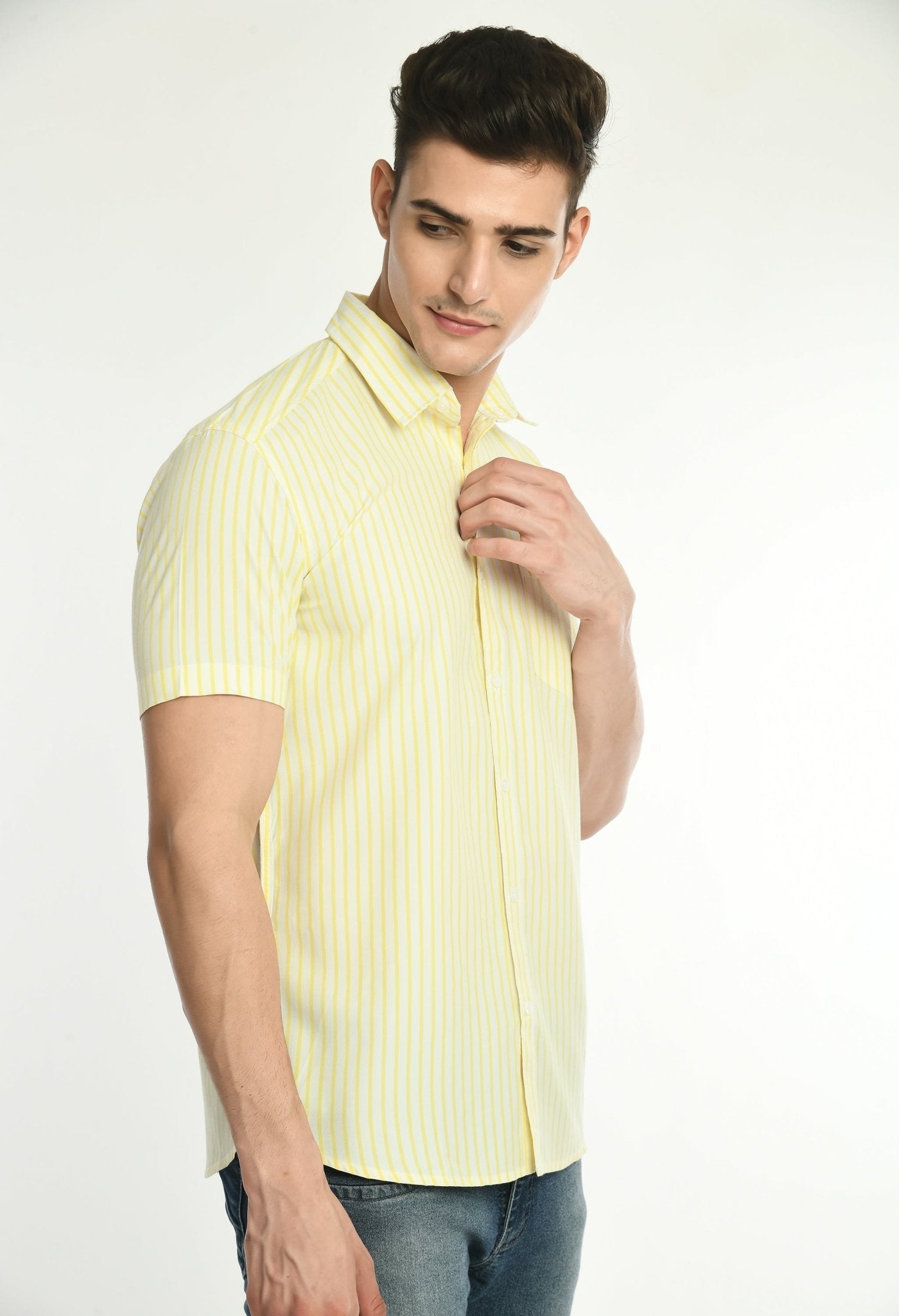 Men's Half Sleeves Striped Shirt - RueCollections