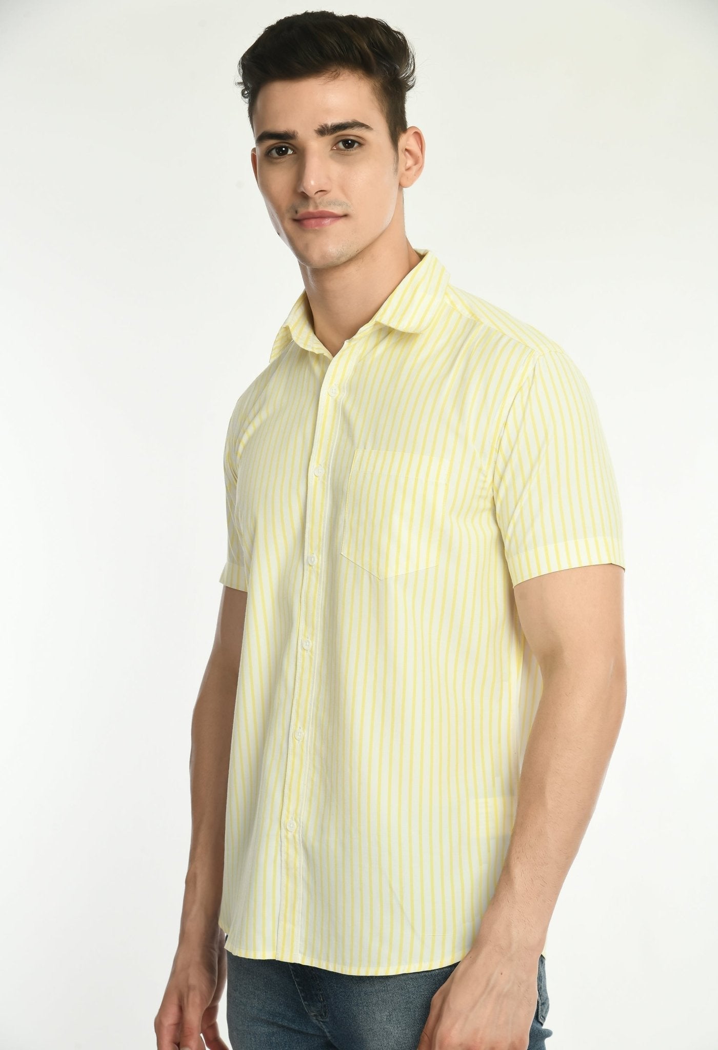 Men's Half Sleeves Striped Shirt - RueCollections