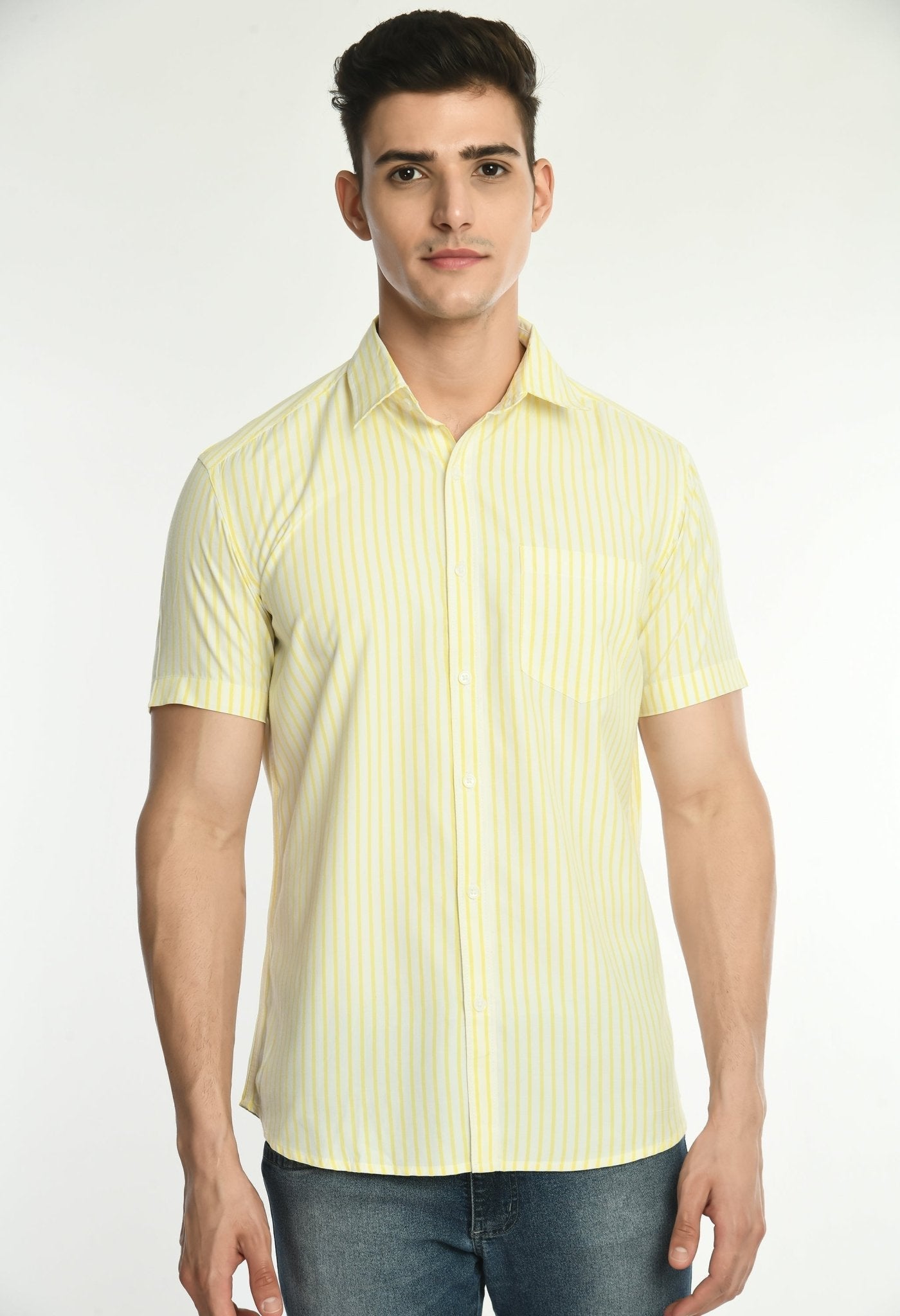 Men's Half Sleeves Striped Shirt - RueCollections