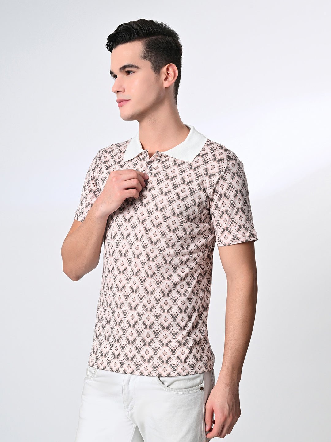 Men's Knitted Printed Polo T-shirt - RueCollections