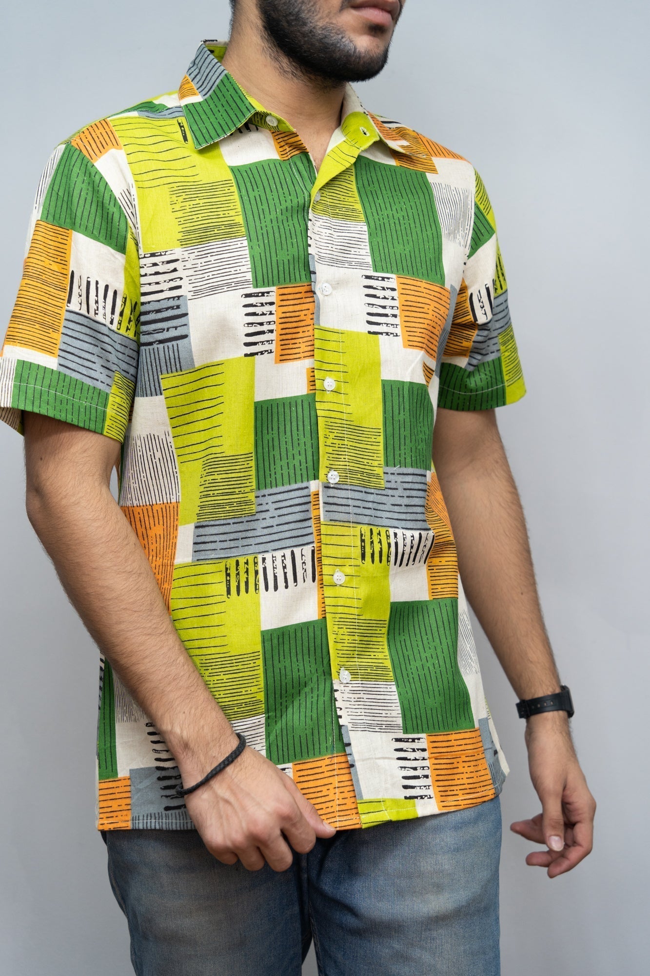 Men's Printed Half Sleeves Shirt - RueCollections