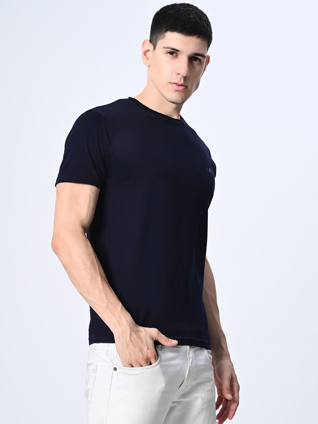 Navy Blue T-Shirt For Men's - RueCollections