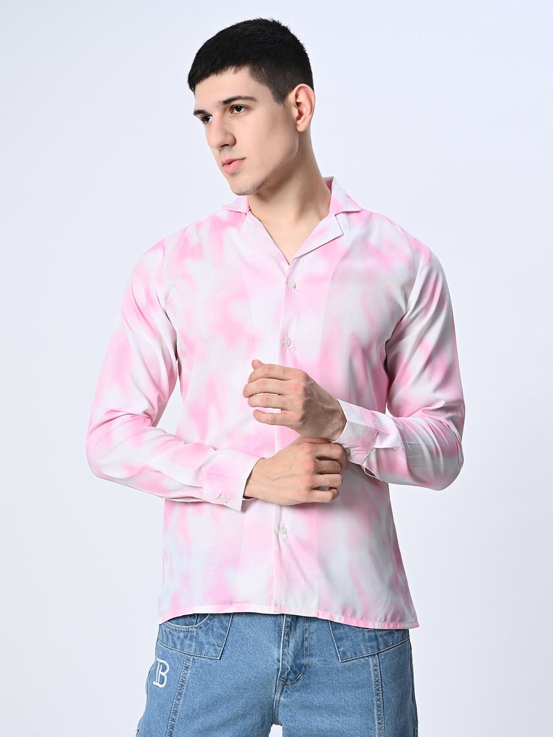 Pink Tie Dye printed Full Sleeve Shirt - RueCollections