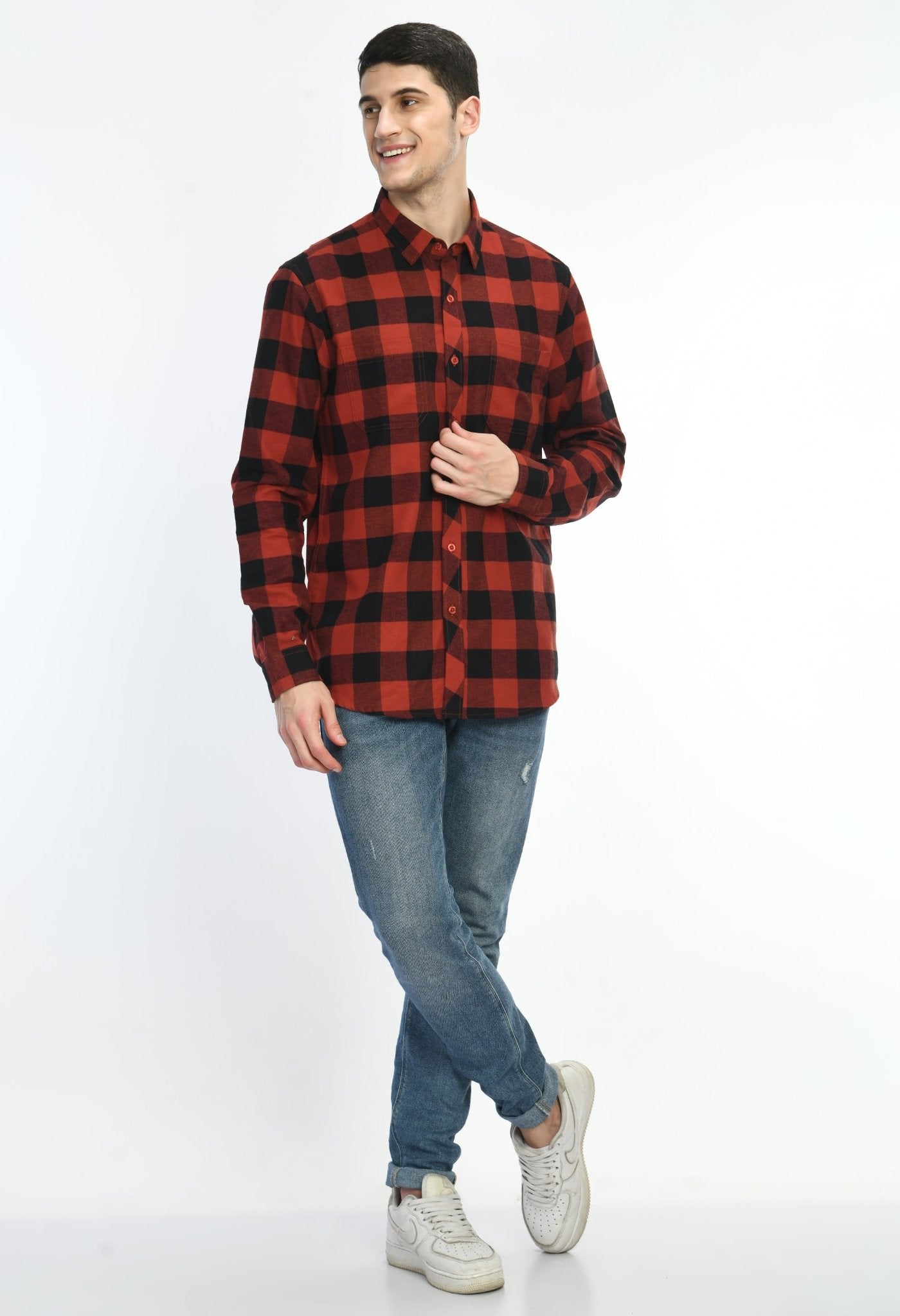 Red & Black Checks Full Sleeve Shirt - RueCollections