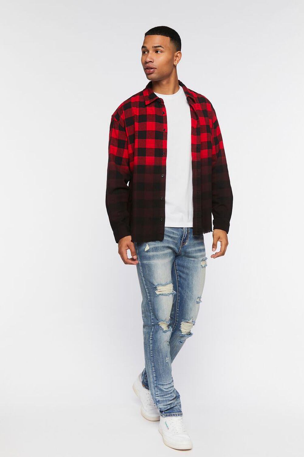 Red Checks Overdyed Shirt - RueCollections