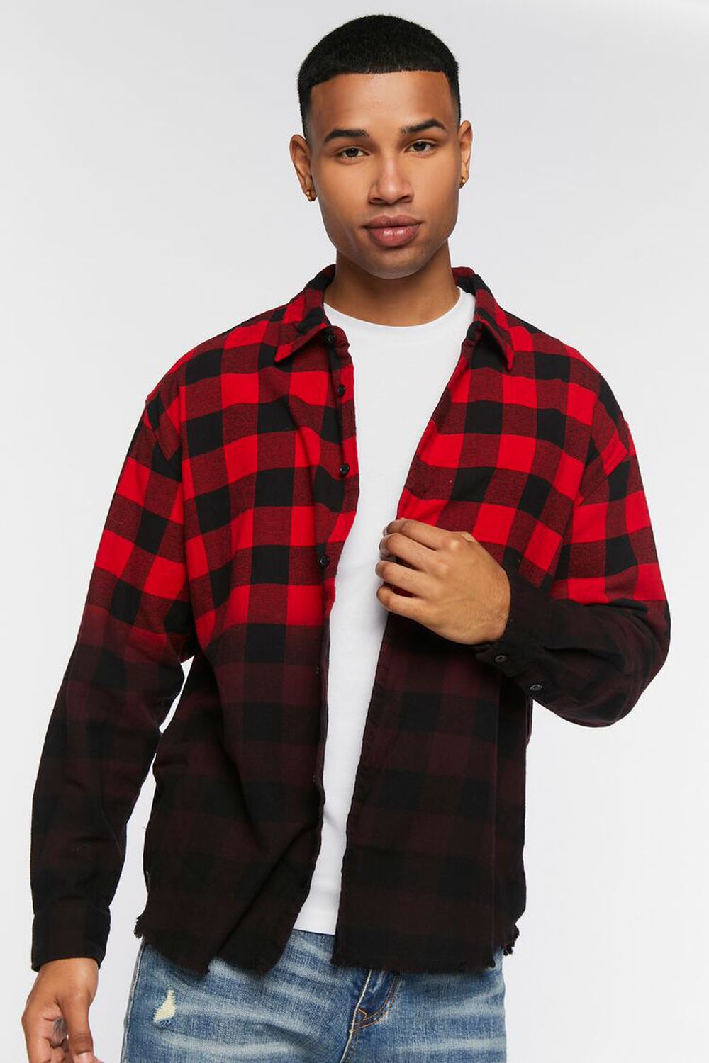 Red Checks Overdyed Shirt - RueCollections