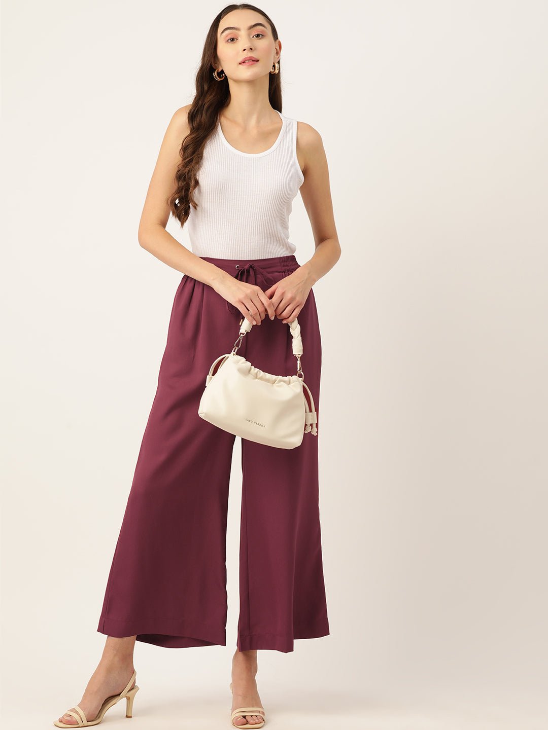 Rue Collection Maroon Relaxed Loose Fit High - Rise Pleated Culottes - RueCollections