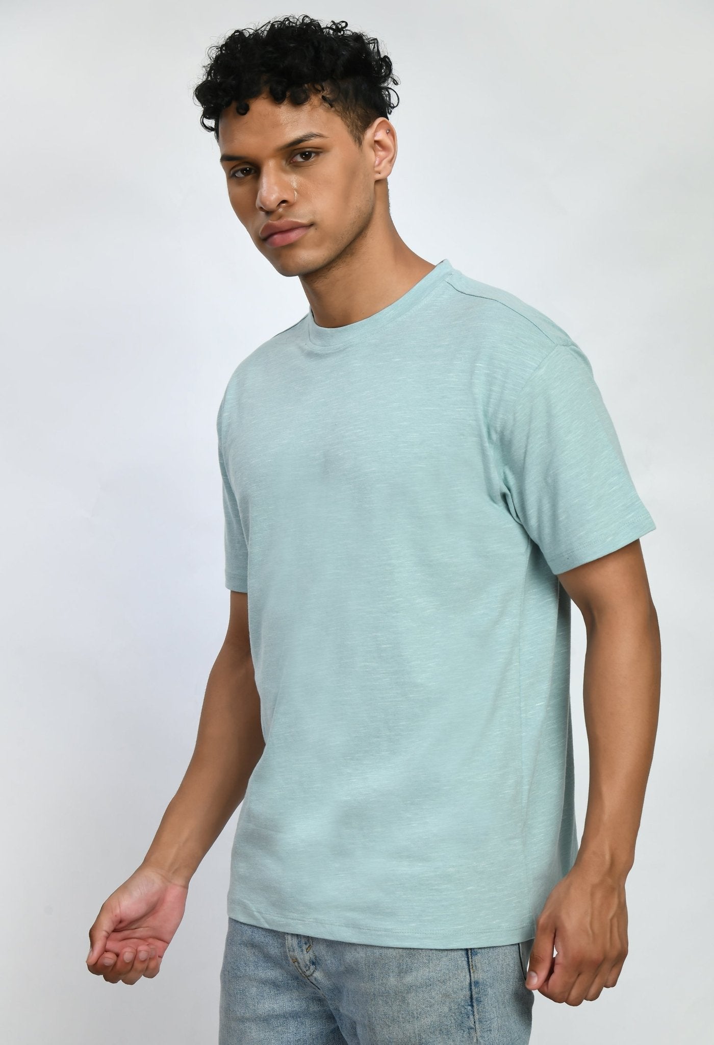 Sea Green Color Oversized T-Shirt For Men's - RueCollections