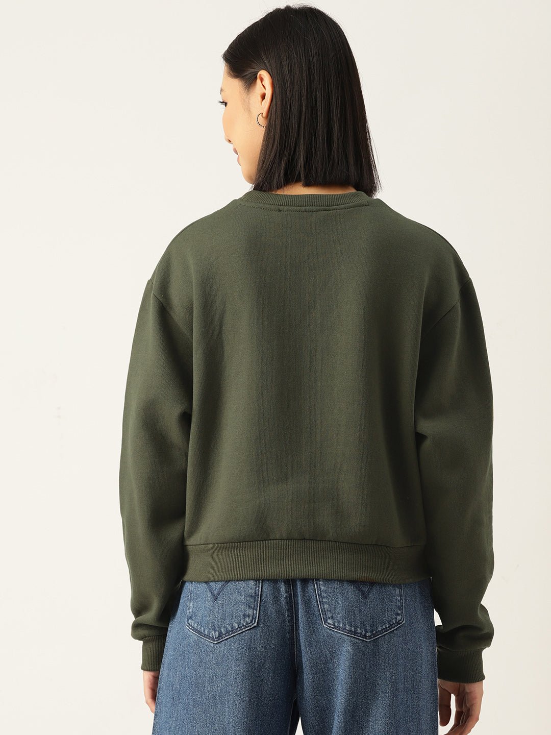 Solid Olive Green Sweatshirt - RueCollections