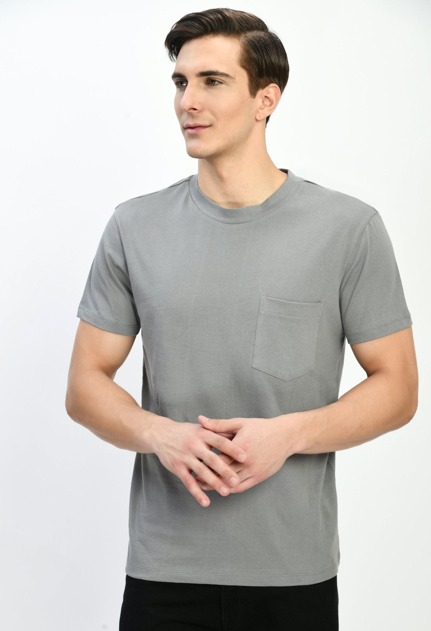 Solid T-Shirt With Pocket - RueCollections