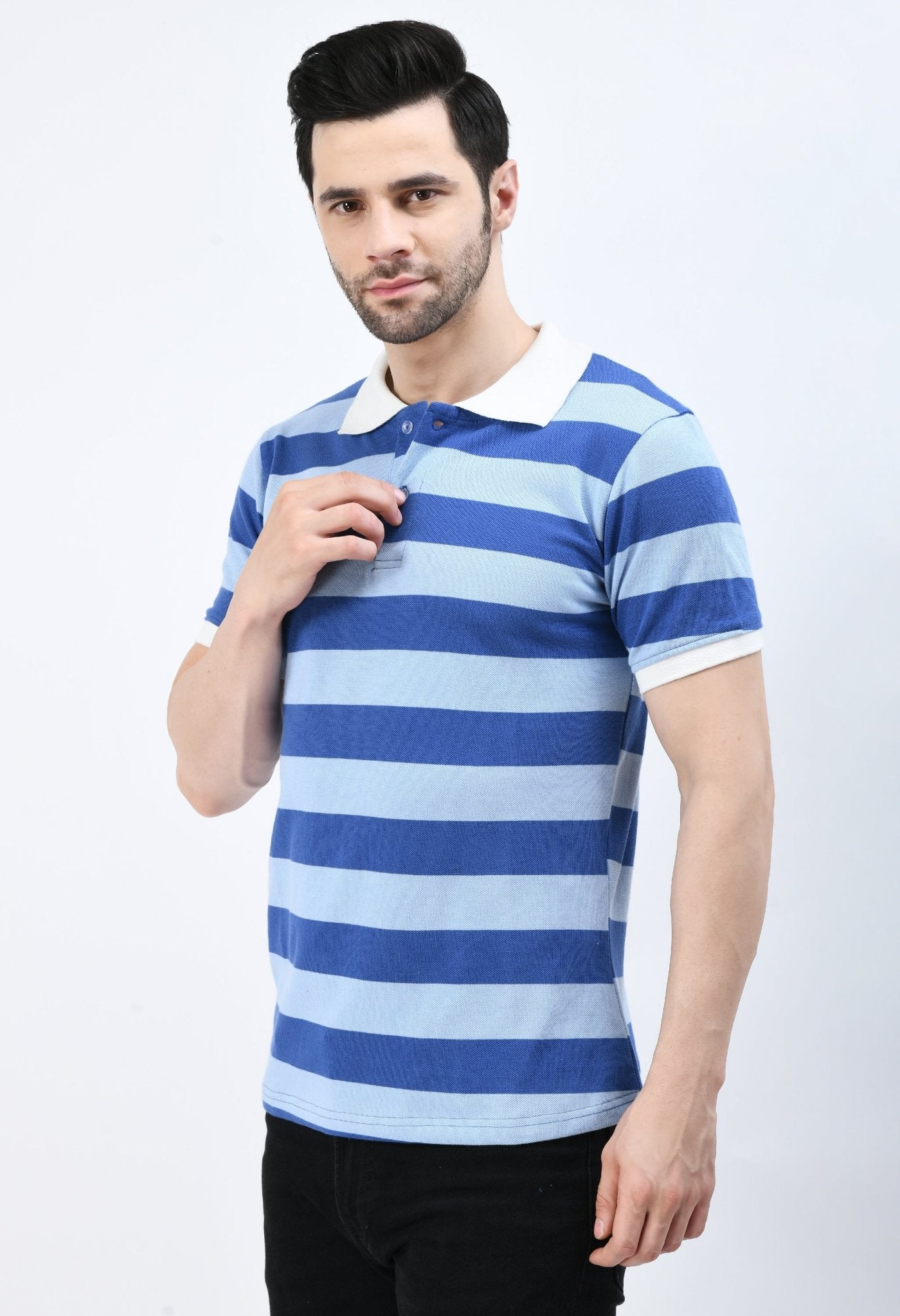 Striped Polo T-shirt - RueCollections