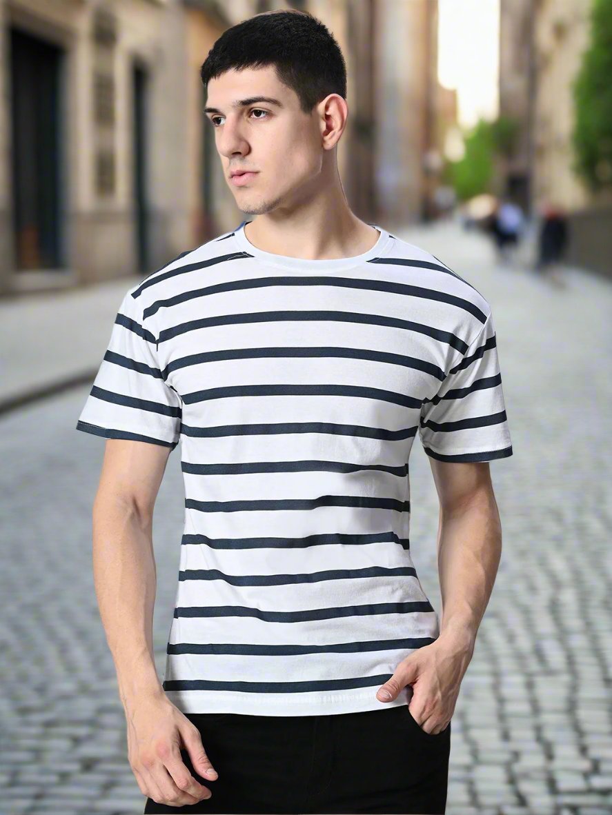 Stripes T-Shirt For Men's - RueCollections