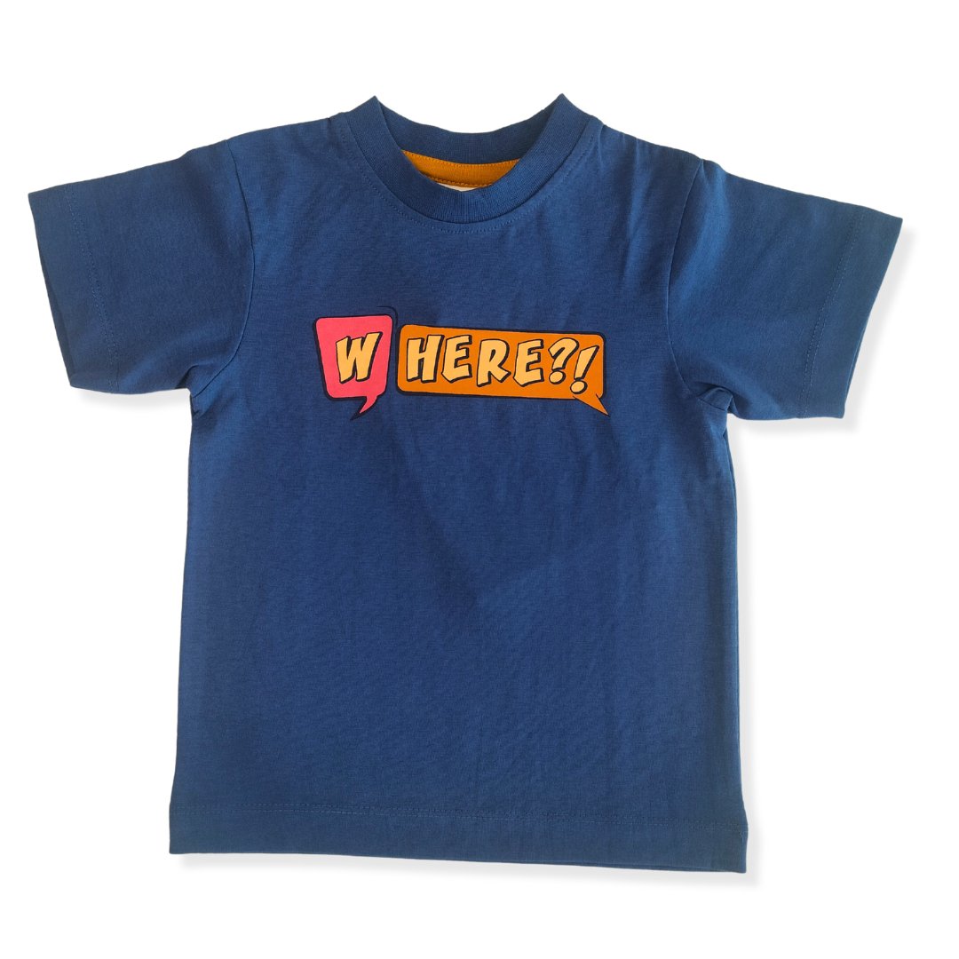 Where? Here! Navy Kids T-shirt - RueCollections